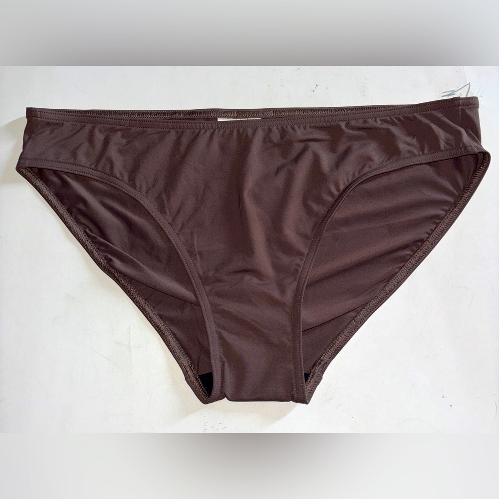 Calvin Klein Hipster Brown Bottom Women‎ L Full Coverage NEW Beach Surf Vacation